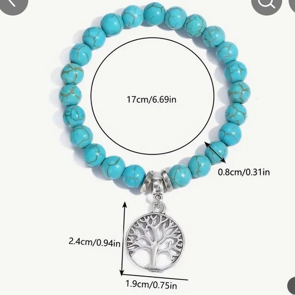 🎁4 for $50🎁 Boho turquoise tree of life pendant beaded bracelet - Picture 4 of 4